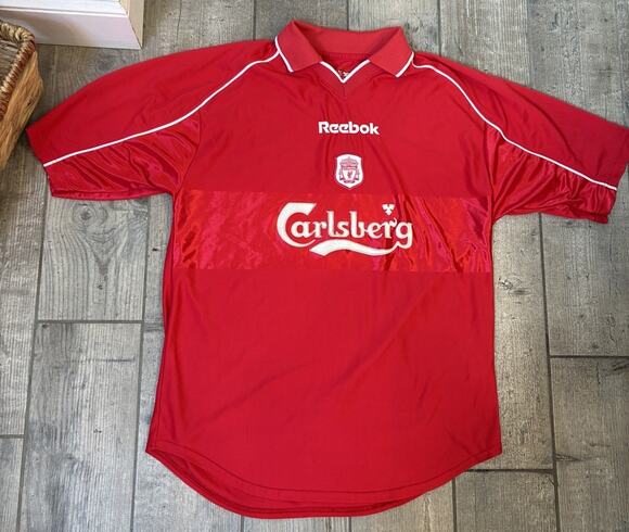 Vintage 2000-02 Liverpool FC Home Shirt Jersey Reebok Carlsberg Red